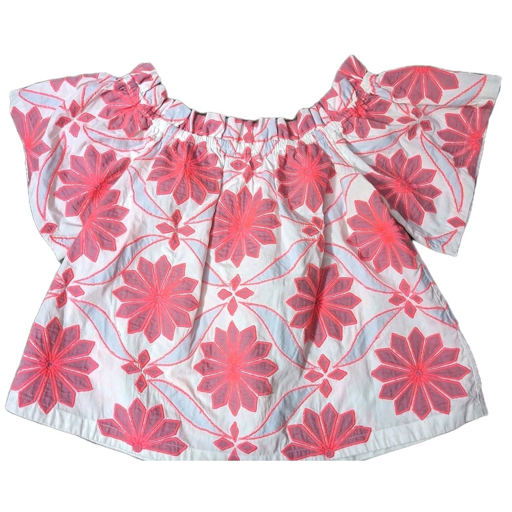 Womens Peasant Shirt Maeve Anthropologie Flare Off Shoulder Smocked XS Oversized - Picture 4 of 4